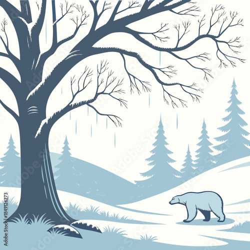 Arctic Style Winter Background With Ice And Snow