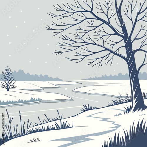 Arctic Style Winter Background With Ice And Snow