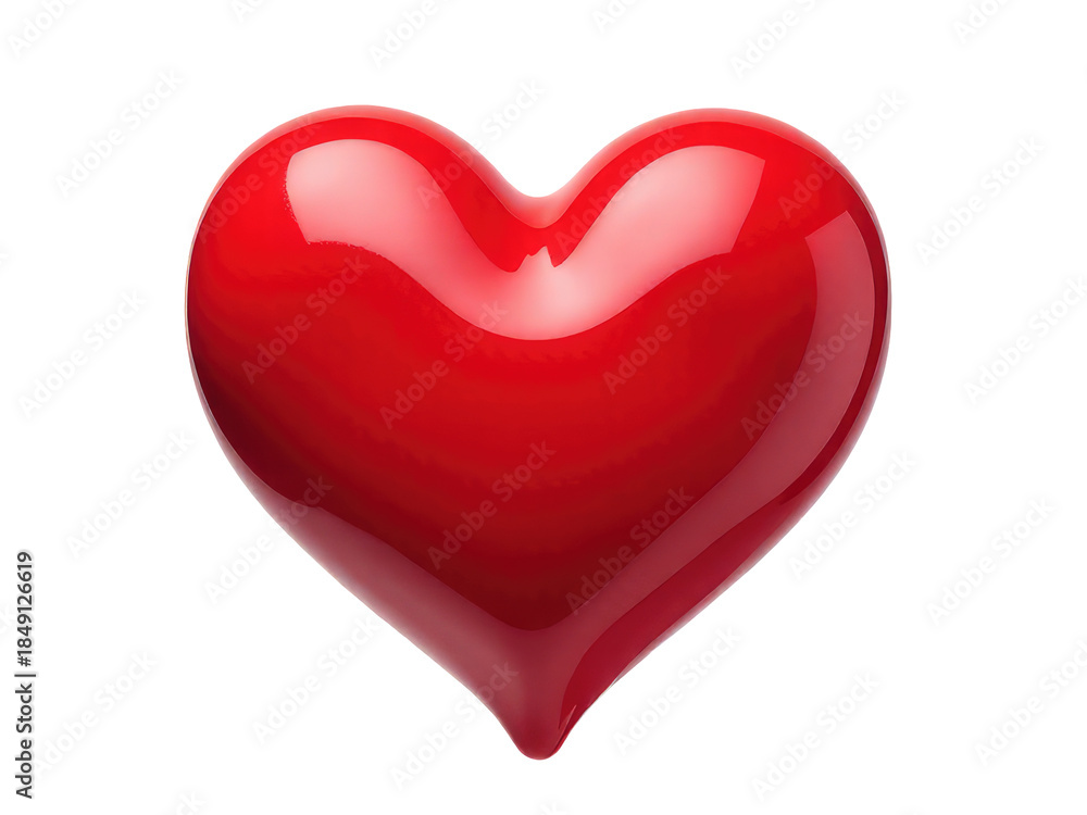 Fototapeta premium A red heart-shaped object sits on a plain white background, ideal for use in romantic or love-themed projects