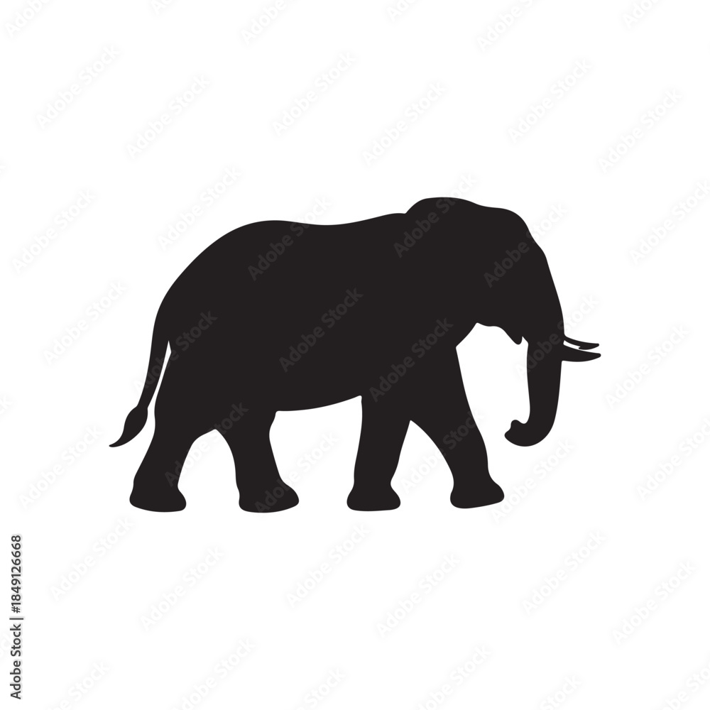 Obraz premium Elephant Walk silhouette icon vector flat design