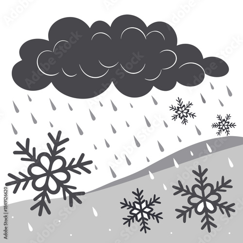 Snow Storm Background With Dark Clouds