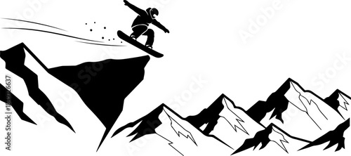 Snowboarder Action Silhouette Vector Illustration