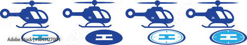 Helipad vector icons symbol, representing a helicopter landing pad, airport, emergency services, and aviation industry isolated on transparent background. Vector illustration.