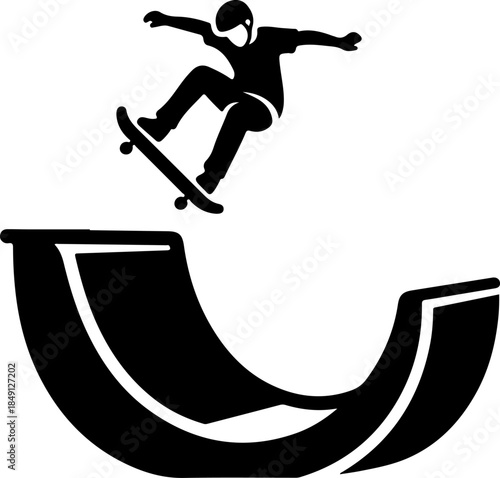 Snowboarder Action Silhouette Vector Illustration