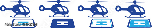 Helipad vector icons symbol, representing a helicopter landing pad, airport, emergency services, and aviation industry isolated on transparent background. Vector illustration.