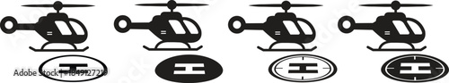 Helipad vector icons symbol, representing a helicopter landing pad, airport, emergency services, and aviation industry isolated on transparent background. Vector illustration.