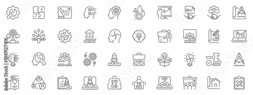 Operation icons set: editable line icons with outline style, symbols, editable stroke