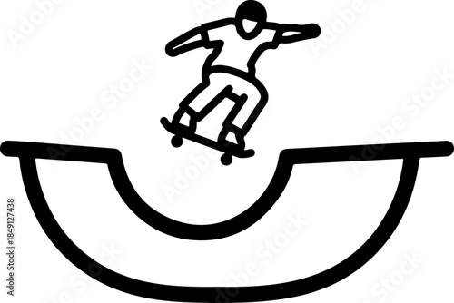 Skateboarder Mid-Air Trick Silhouette