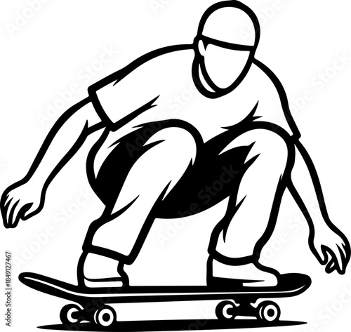 Skateboarder Mid-Air Trick Silhouette