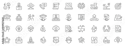 Success and achievement icons set. editable line icons, motivation, victory symbols
