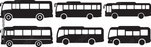 Set of Bus Silhouette Vector