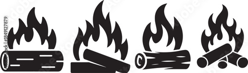 Set of Campfire Silhouette Vector