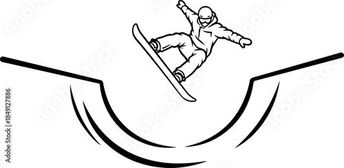 Downhill Alpine Skier Action Silhouette in High-Speed Slalom