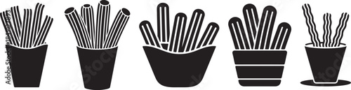 Set of Churros Silhouette Vector