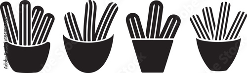 Set of Churros Silhouette Vector