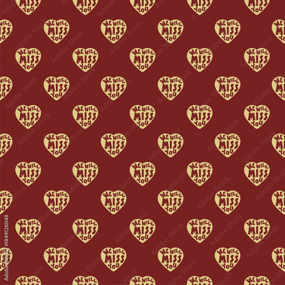 Naklejka premium We will miss you heart seamless pattern isolated on color background