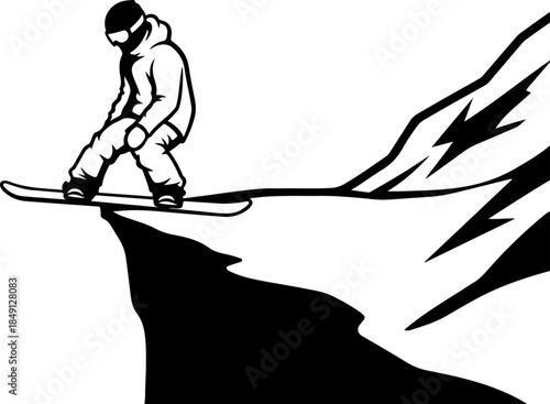 Extreme Snowboarding Action Silhouette Illustration