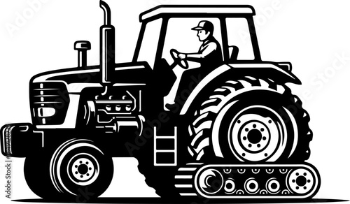 Farm Tractor with Barnyard Animals Illustration