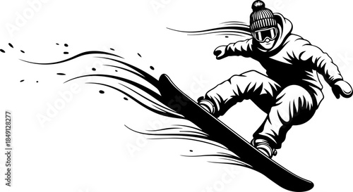 Extreme Snowboarding Action Silhouette Illustration