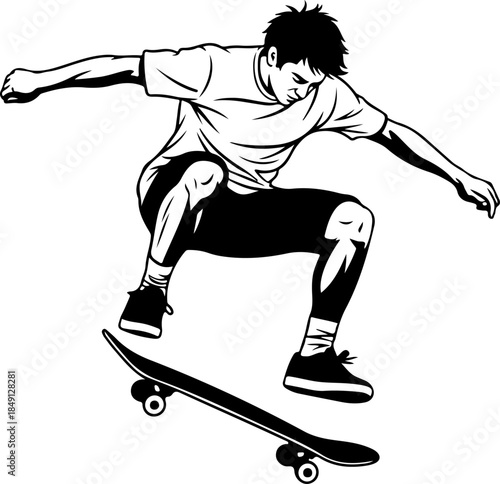 Extreme Snowboarding Action Silhouette Illustration