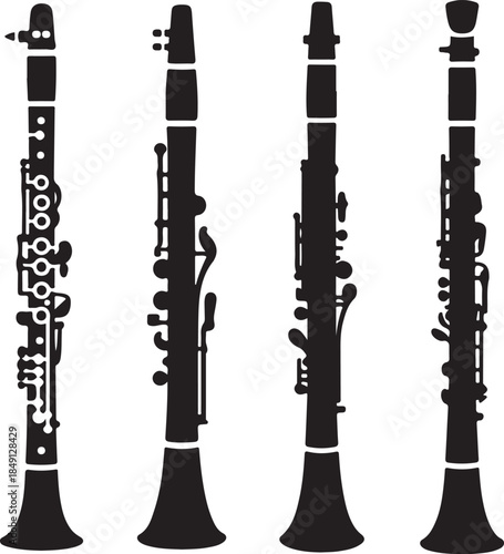 Set of Clarinet Silhouette Vector