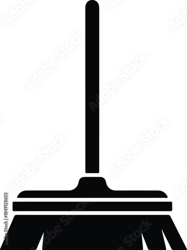 Silhouette Broom Cleaning Household Tool Icon Graphic Vector Illustration