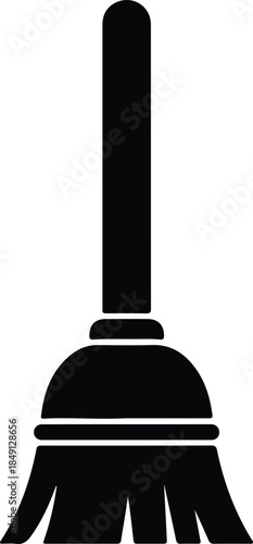 Silhouette classic cleaning broom tool for household chores Vector Illustration
