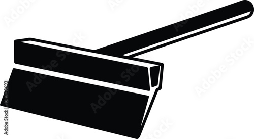 Silhouette Construction Squeegee Tool with Long Handle Vector Illustration