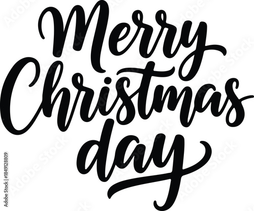 Merry Christmas day elegant handwritten calligraphy text for holiday greeting cards and festive design isolated on white background