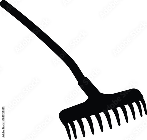 Silhouette garden rake equipment tool icon simple Vector Illustration