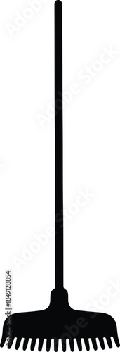 Silhouette Garden Rake Tool Simple Vector Illustration