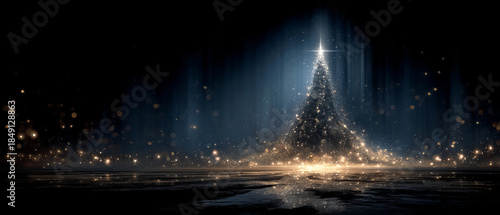 Christmas fir tree card. Fantasy fairy tale. New Year eve