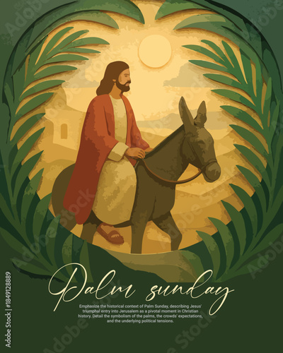 Palm sunday holy week social media instagram post 3d render happy easter