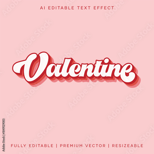 Editable text effect in happy Valentines Day style, happy Valentines Day text effect fully editable, red color typography