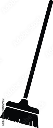 Silhouette of a household broom cleaning tool for sanitation purposes Vector Illustration