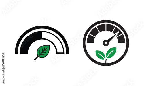 Eco-friendly indicators and sustainability meters representing green energy and environmental impact measurement