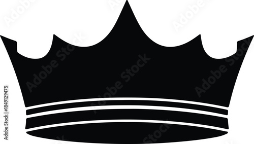Silhouette Simple Modern Royal King Crown Symbol Vector Illustration
