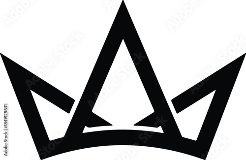 Silhouette stylized royal crown king queen success emblem symbol modern abstract flat Vector Illustration