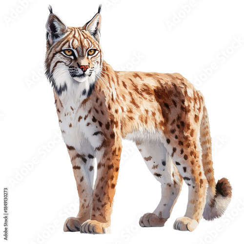 Bobcat Standing on Black Background on transparent background