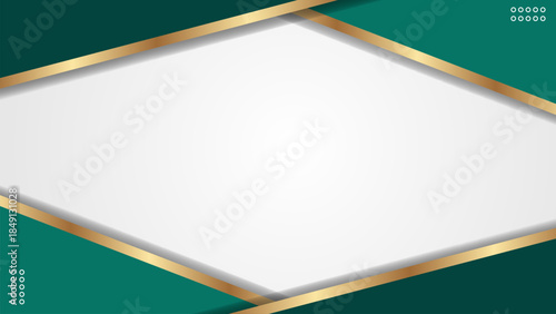 Business Background Banner Certificate Template with Green Gold Shapes Isolated on White Background.Vector Design