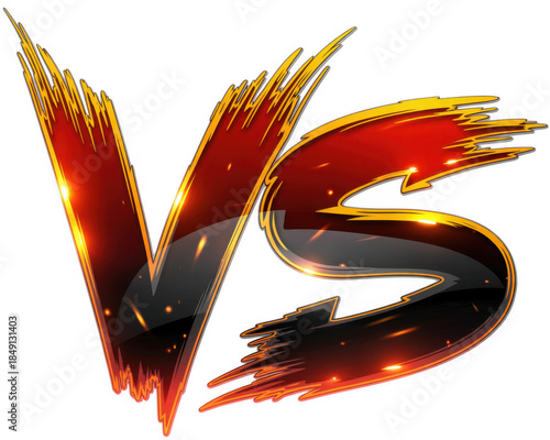 Vs symbol with red and gold gradient versus isolated on a transparent background