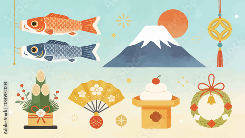 Japanese cultural symbols and decorations