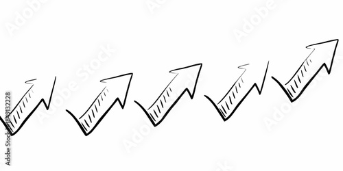 A series of jagged hand drawn black arrows pointing generally to the right