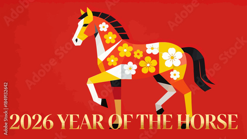 Colorful Horse with Floral Design