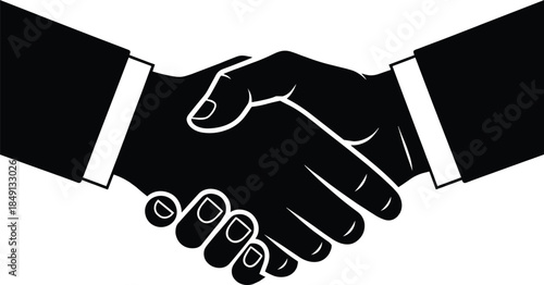 Design showcases silhouette handshake between diverse individuals representing unity cooperation agreement partnership deal or professional compromise
