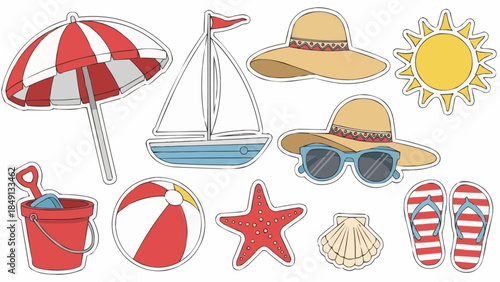Summer Beach Vacation Objects Collection.