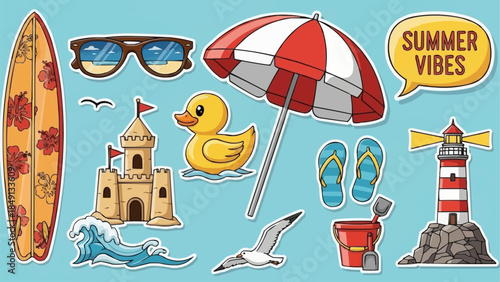 Summer Beach Vacation Elements Collection.