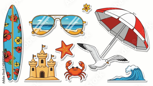 Beach Vacation Summer Holiday Elements Collection.