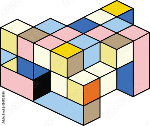 Hard edge block pattern in structural modernism
