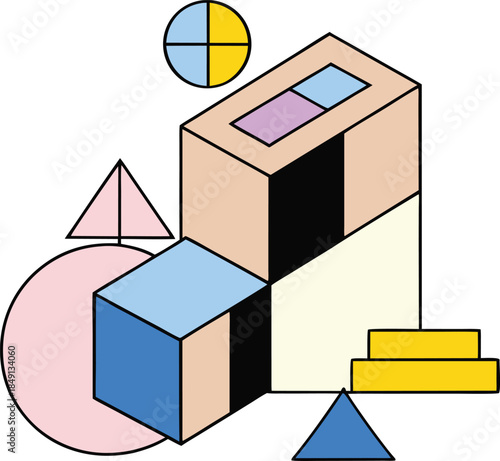 Block geometry abstraction in industrial minimalism